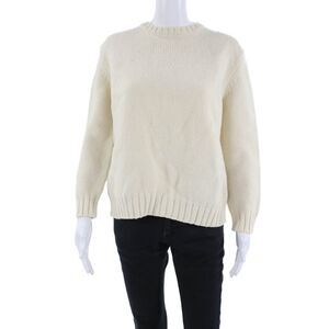 Della Ciana Unisex Beige Merino Crew Neck Pullover Sweater Long Sleeve Size L